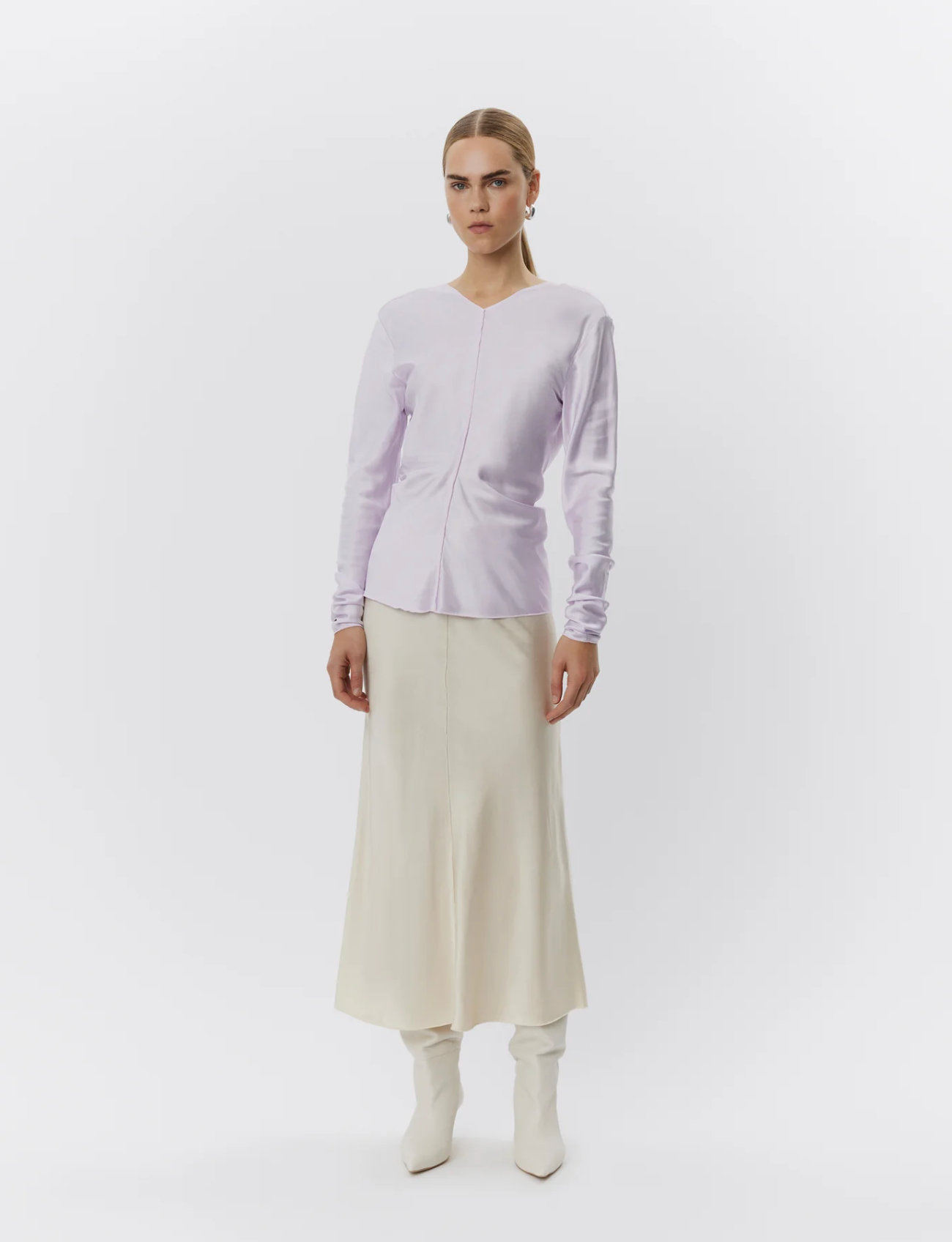 Skjørt | Pine - Viscose Sateen Stretch